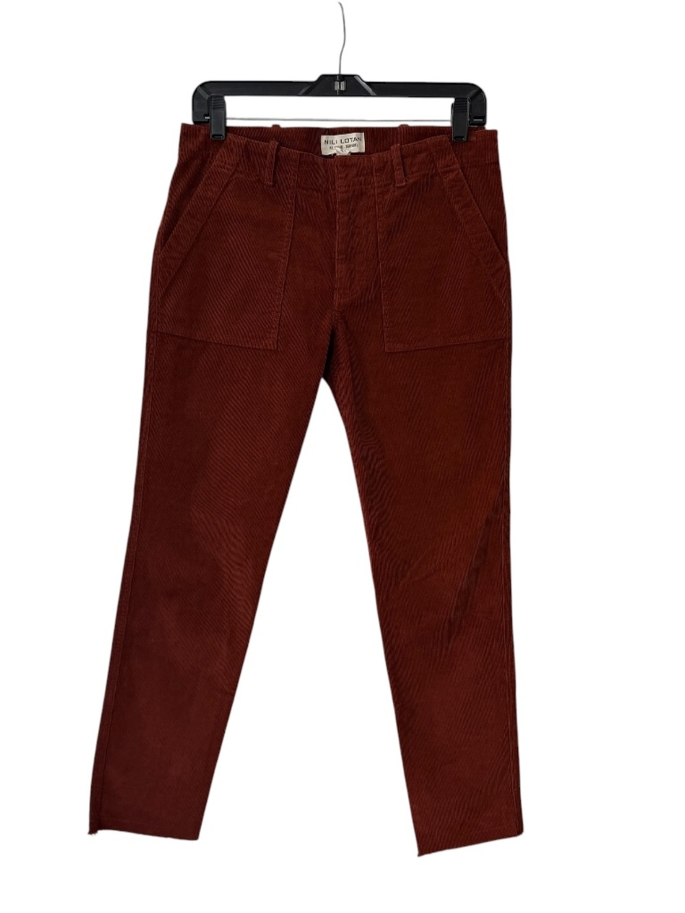 $375 Nili Lotan Jenna Rust Orange Slim Boyfriend Corduroy Pant Size 4